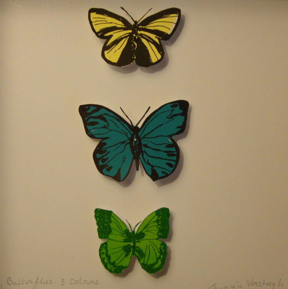 Random work from Laurien Versteegh | Butterflies - silkscreen print | Butterflies, blue and yellow