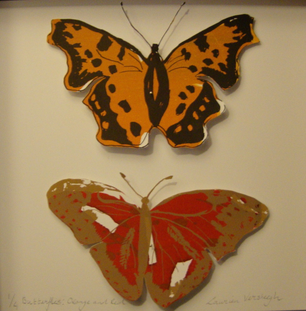 Random work from Laurien Versteegh | Butterflies - silkscreen print | Butterflies couples, orange and red