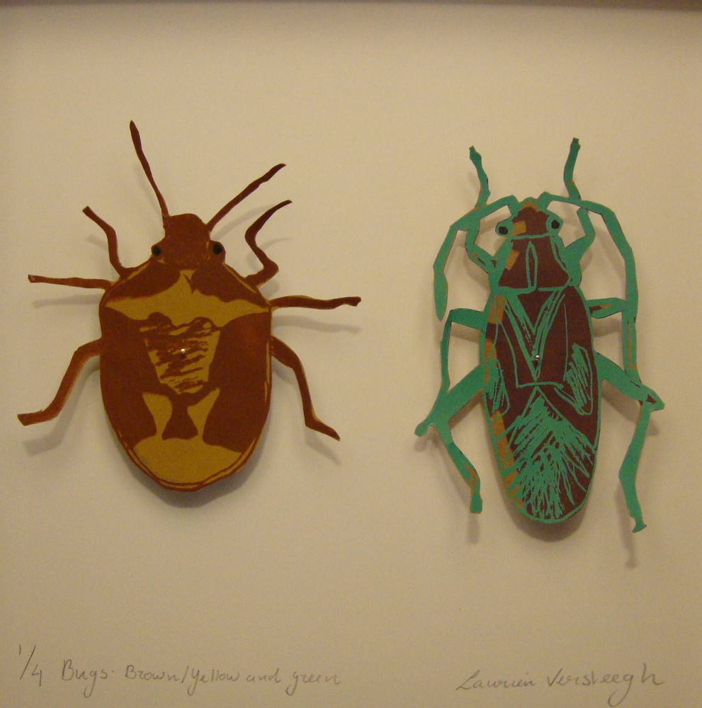 Random work from Laurien Versteegh | Bugs - silkscreen print | Bugs couples, brown and green