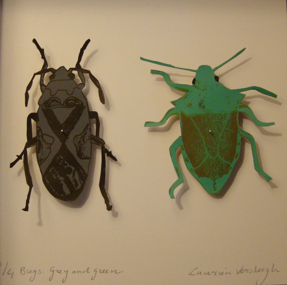 Random work from Laurien Versteegh | Bugs - silkscreen print | Bugs couples, blue and green