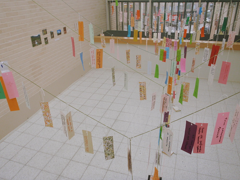 Random work from Mayumi Niiranen Hisatomi | Installation  2012 | Full of tanzakus with wishes (the last day of the project) 