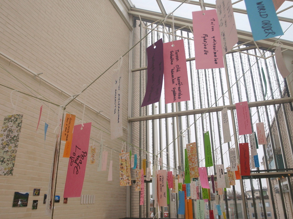 Random work from Mayumi Niiranen Hisatomi | Installation  2012 | Full of tanzakus with wishes (the last day of the project)