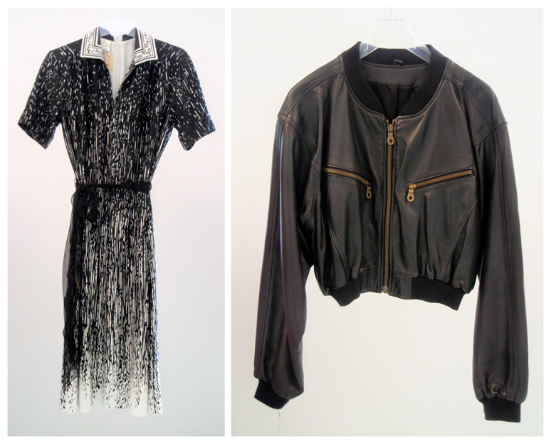 Random work from DEARHUNTER  | VINTAGE PORTFOLIO | B/W Print Dress & Leather Bomber Jacket